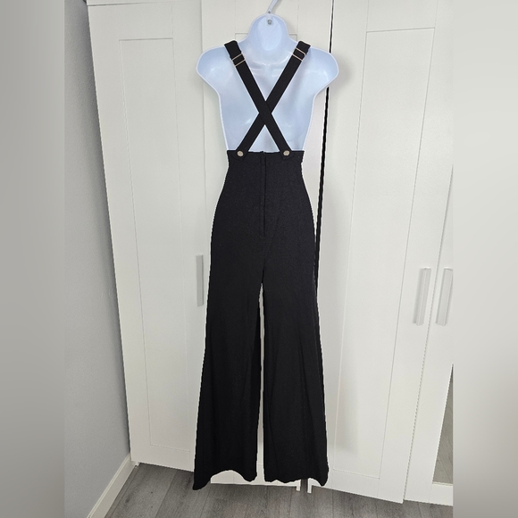 NWOT Collectif Kayden Black Bengaline Dungaree Overalls XXS - Picture 9 of 11